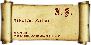 Mikulás Zalán névjegykártya